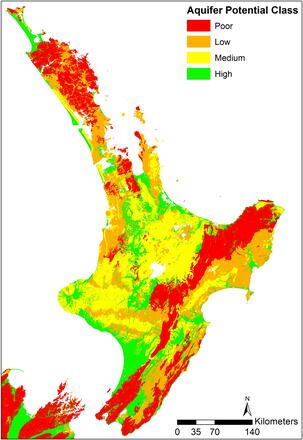 New Zealand Aquifer Potential Map