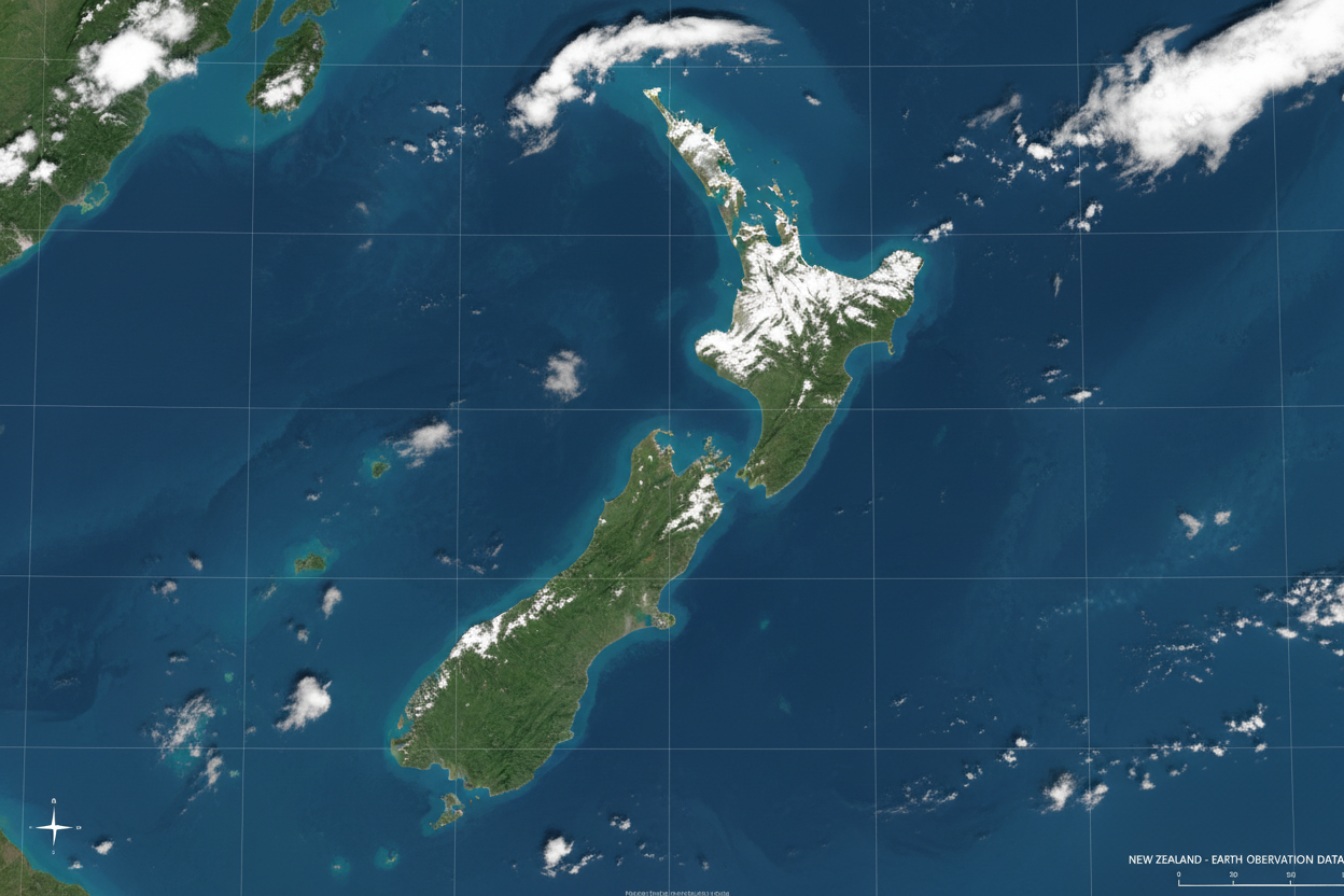 Satellite maps of seas, coasts and estuaries, New Zealand